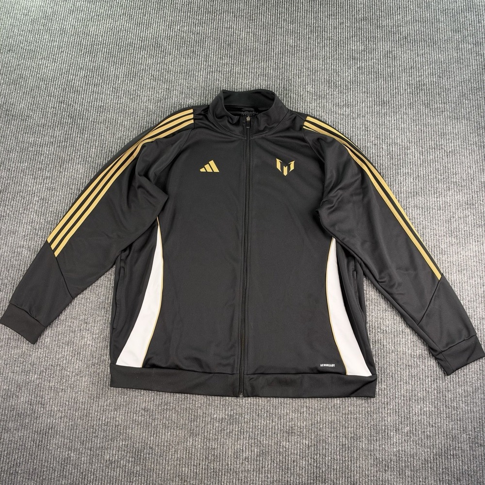 Lionel Messi Adidas Track Jacket Men 3XL Black Gold Slim Fit Full Zip Soccer